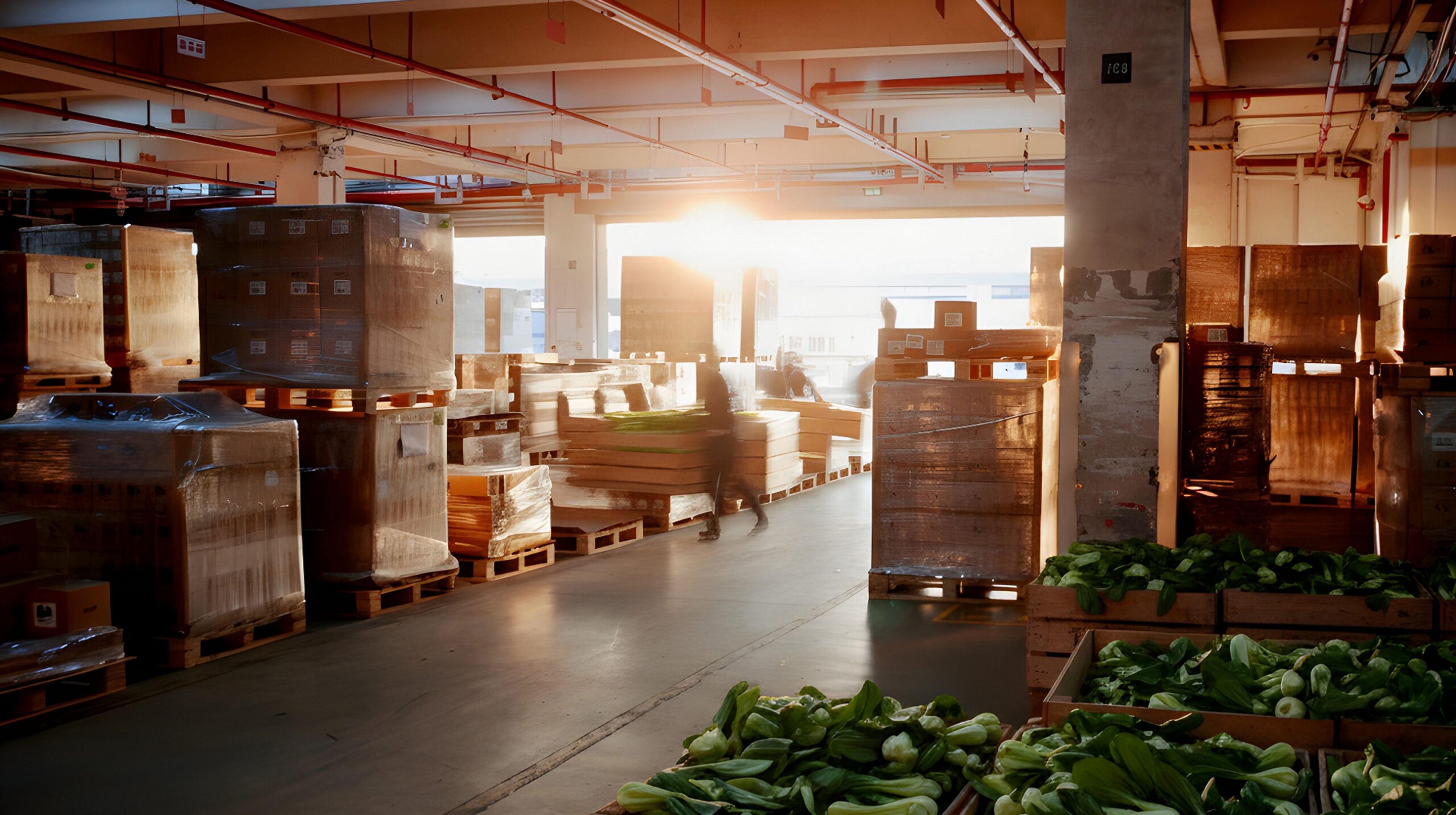 Kratten met verse groenten in het magazijn van Aartsen, waar proactief database beheer zorgt voor een snelle versketen.