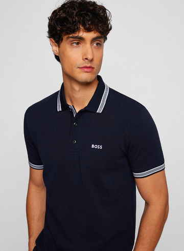 Boss Green Polo met contrasterende logodetails