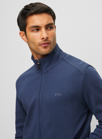 Boss Green Sweater met ritssluiting en gebogen logo