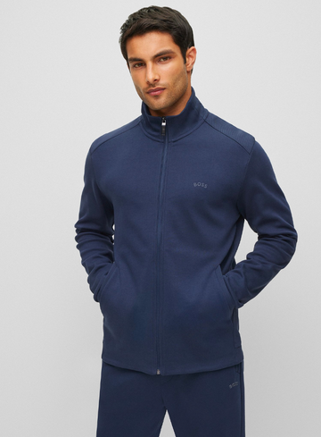 Boss Green Sweater met ritssluiting en gebogen logo