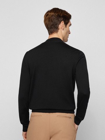 Boss Black Regular-fit vest van scheerwol met kenmerkende streep