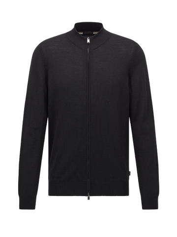 Boss Black Regular-fit vest van scheerwol met kenmerkende streep