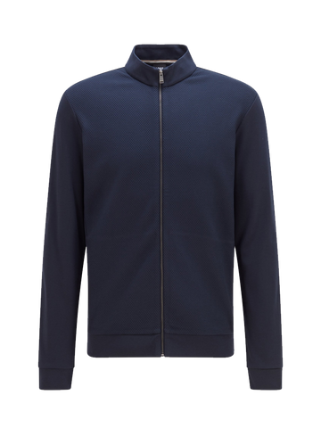 BOSS BLACK Sweater van katoen met rits en gestructureerd voorpand 50468543skiles