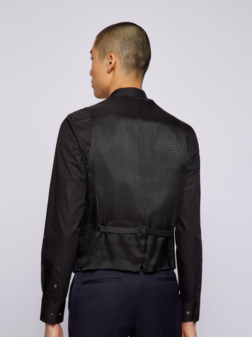 Boss Black Gilet met één rij knopen in een serge van scheerwol