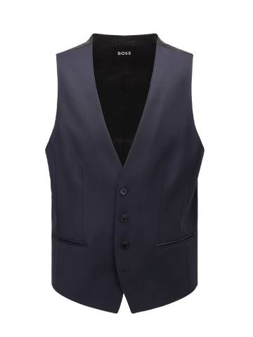 Boss Black Gilet met één rij knopen in een serge van scheerwol