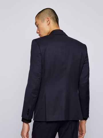 Boss Black Colbert met één rij knopen in een serge van scheerwol