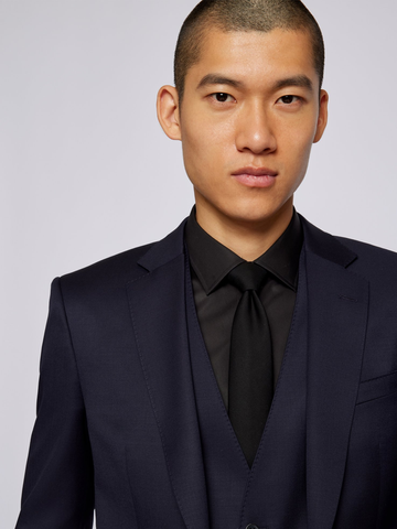 Boss Black Colbert met één rij knopen in een serge van scheerwol