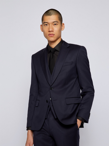 Boss Black Colbert met één rij knopen in een serge van scheerwol