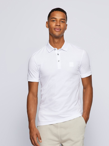 Boss Orange Slim-fit polo van stretchkatoen met logopatch