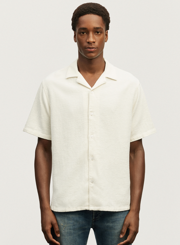 Denham Overhemd fil a fil bowling shirt cl
