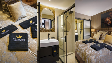Fotocollage met impressie van de luxe kamers van Villa B&B Bovenkarspel