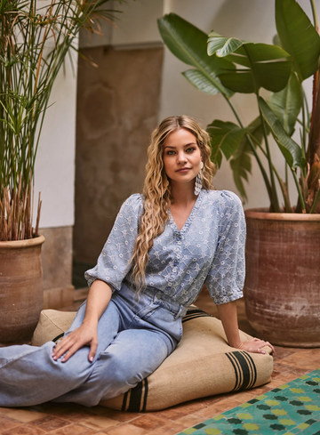 Freebird Blouse Basha Basha Ss Dnm- Tencel-Embro-25-1
