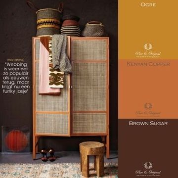 rotan kast met oranje rand voor brown sugar donkerbruine muur Pure & Original