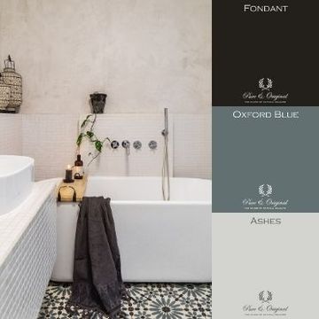 badkamer met marrakech walls in een beige kleur en portugese tegels op de vloer Pure & Original