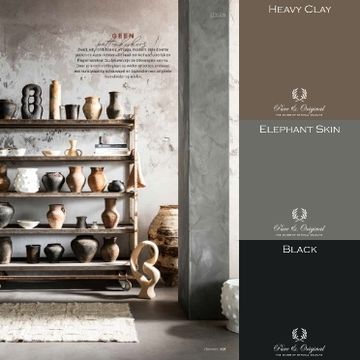 Stellingkast met vazen en pilaar in Fresco kalkverf kleur Elephant Skin Pure & Original