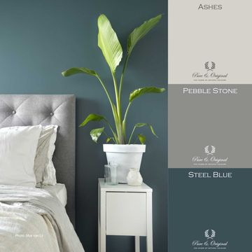 Groenblauwe slaapkamer met matte finish Pure & Original