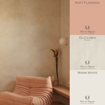 Woonkamer geschilderd met Fresco kalkverf in de kleur Old Linen - Pure & Original