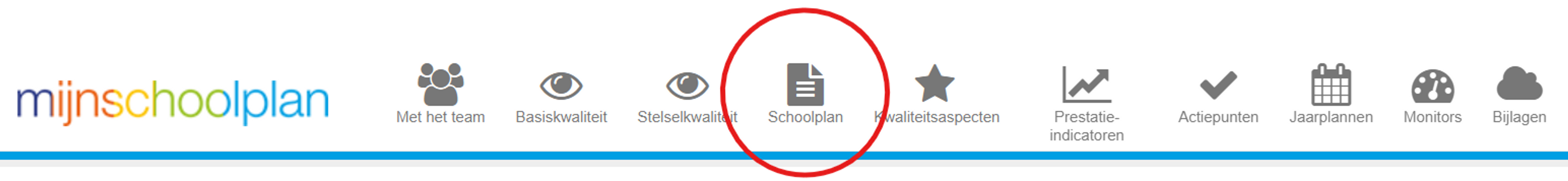 Mijnschoolplan - Schoolplan omcirkeld in menu