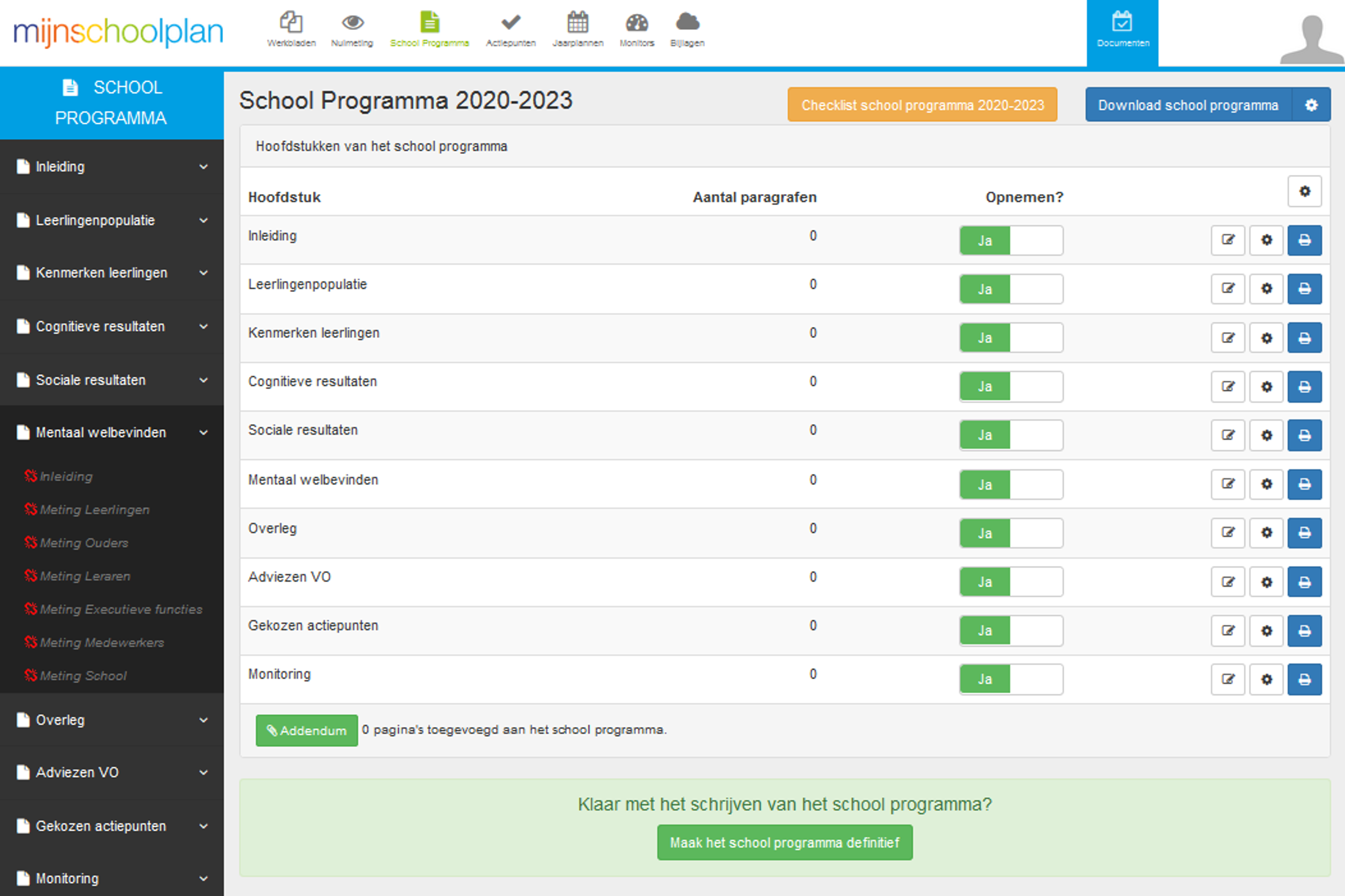 Schoolplrogramma in Mijnschoolplan