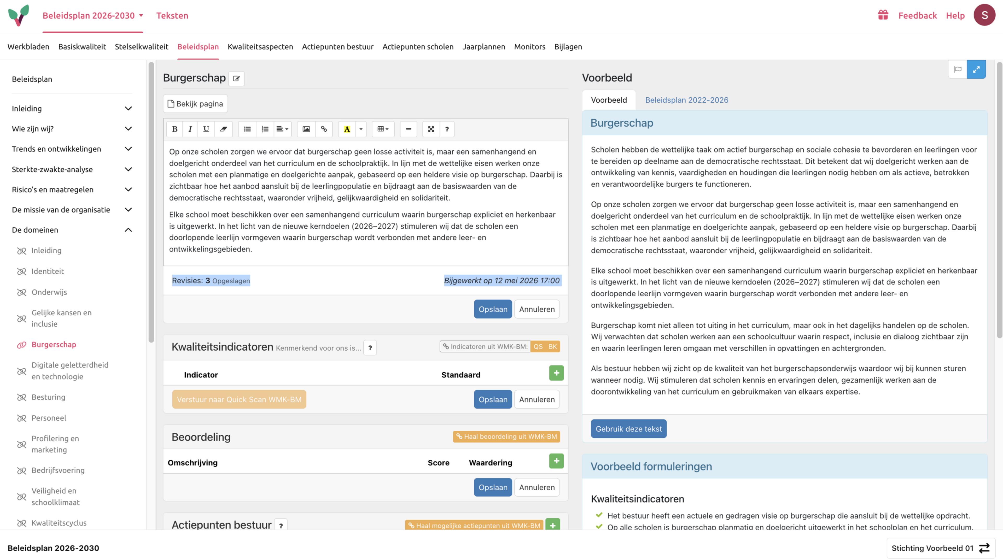 Schoolkwaliteit Onsbeleidsplan nieuw beleidsplan