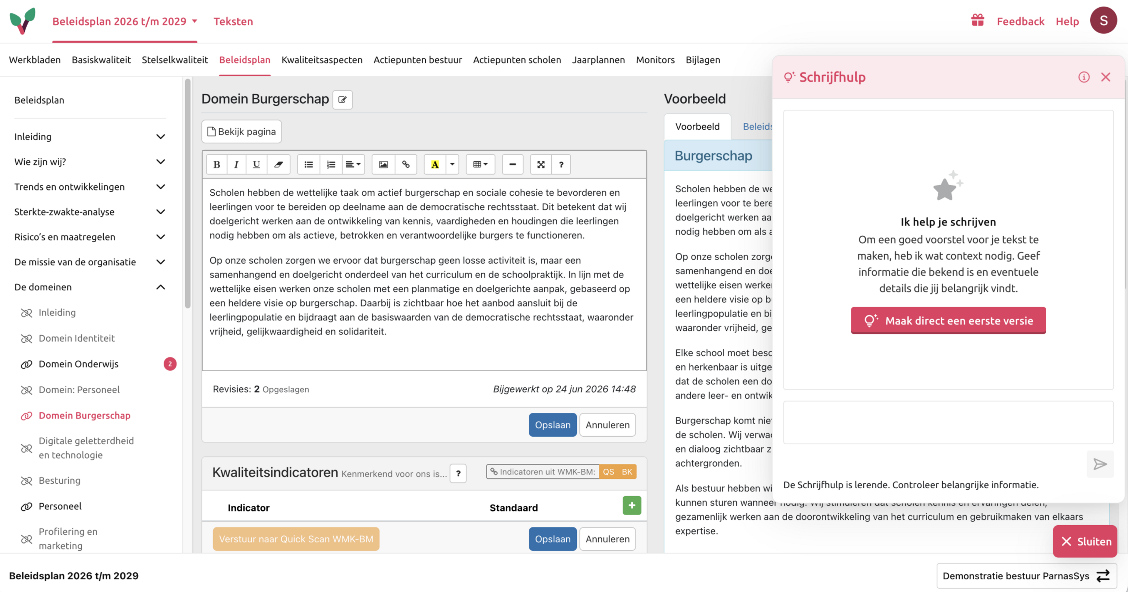 Schoolkwaliteit Onsbeleidsplan Schrijfhulp