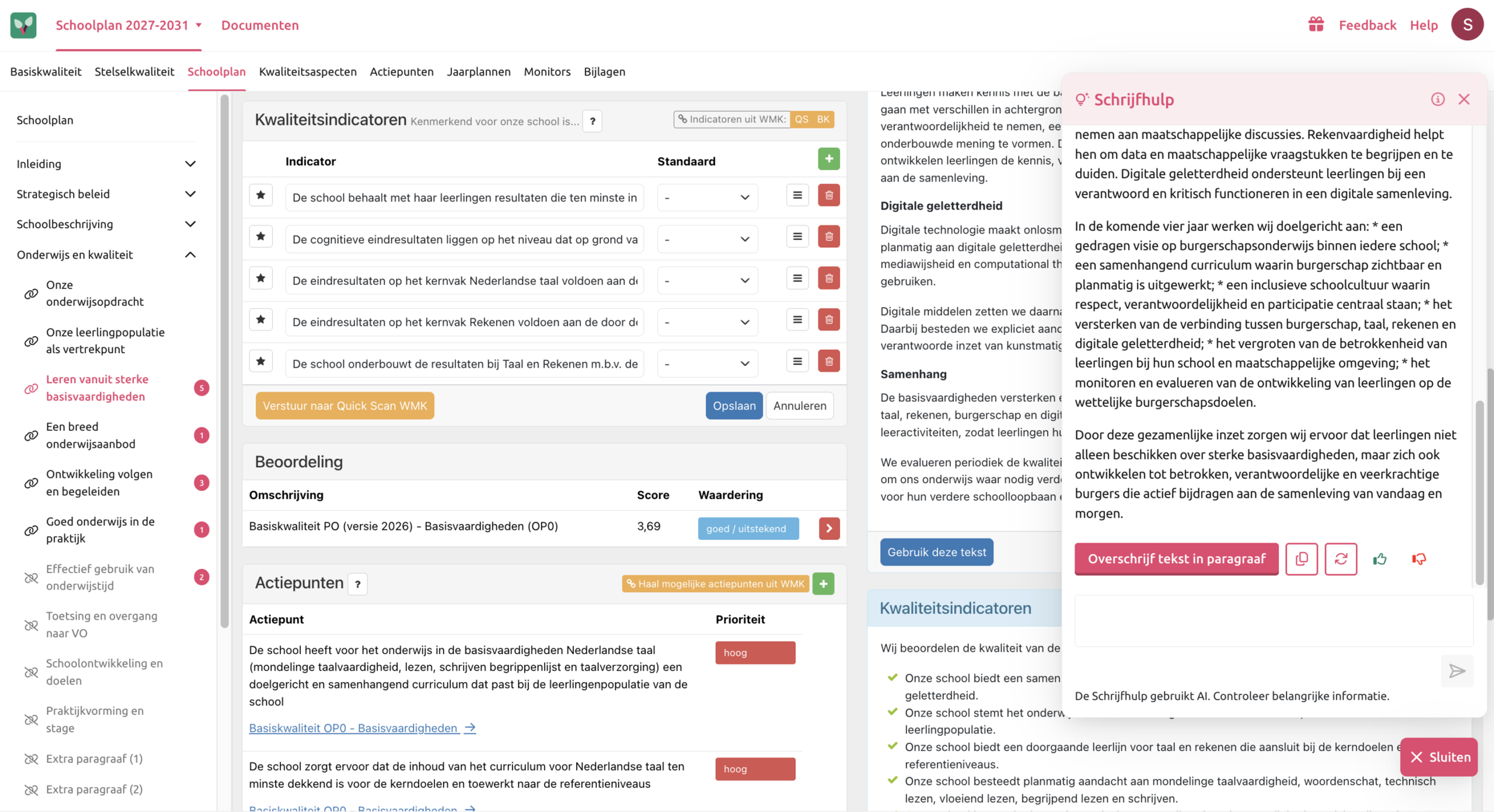 Schoolkwaliteit School schoolplan met voorbeeldteksten en schrijfhulp