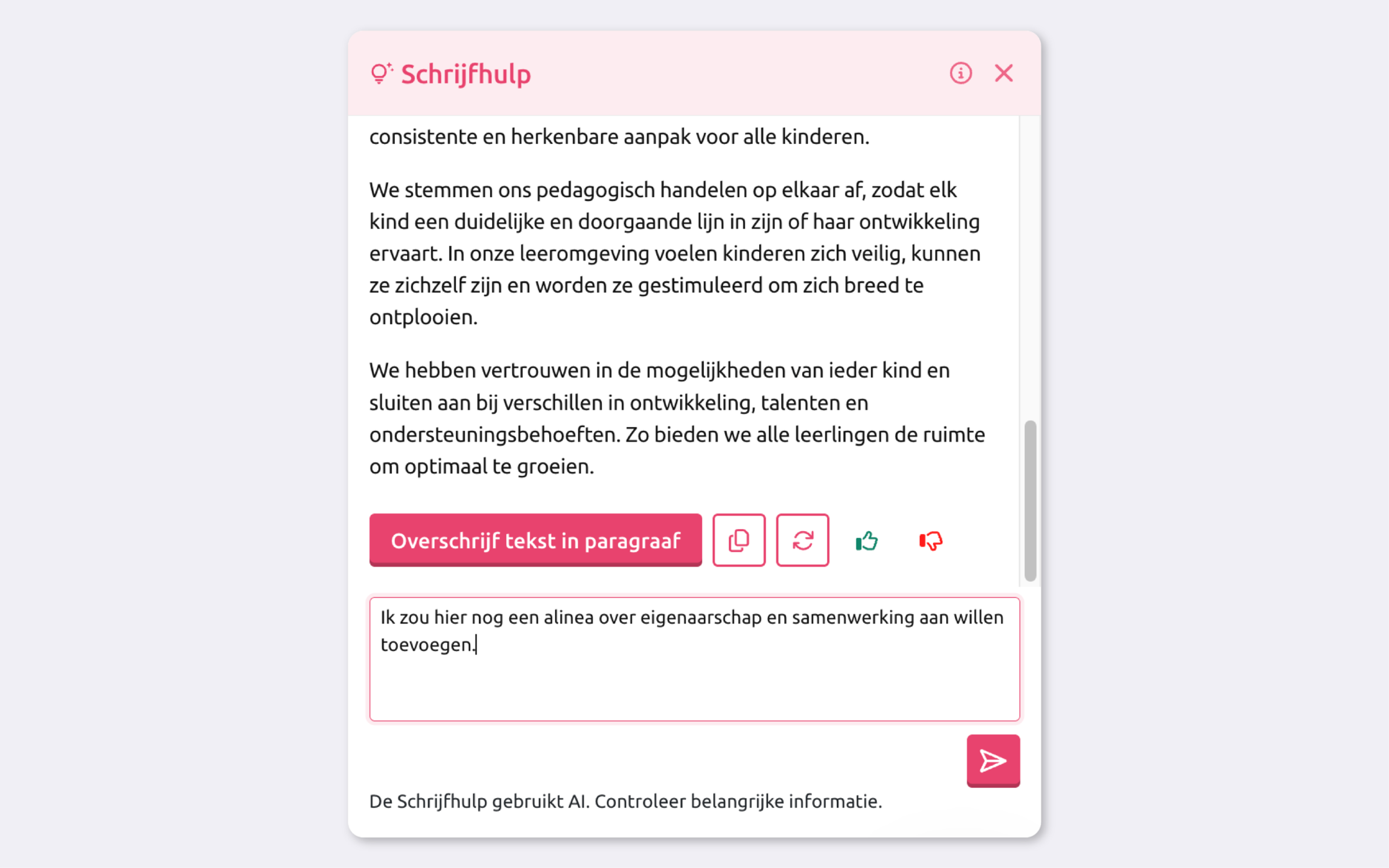 Schoolkwaliteit AI Schrijfhulp